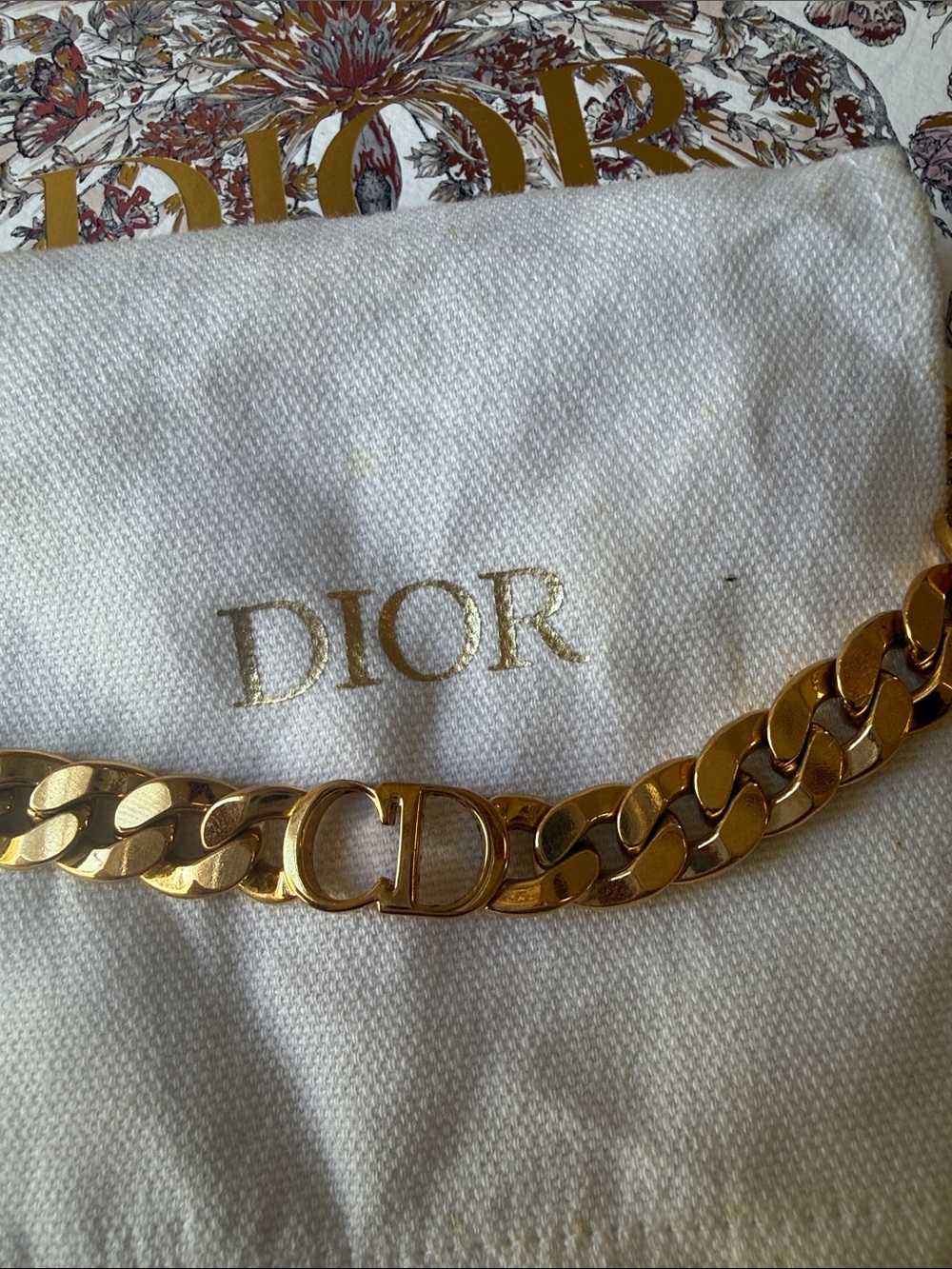 CHRISTIAN DIOR Danseuse Etoile Chain Choker Necklace Gold - Picture 10 of 17